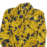 ROPE Womens Printed Shirt Gold Collared Long Sleeve Crazy Pattern S
