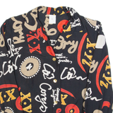 Womens Printed Shirt Black Collared Long Sleeve Viscose Crazy Pattern S