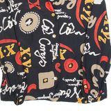 Womens Printed Shirt Black Collared Long Sleeve Viscose Crazy Pattern S