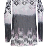 NORTHLAND Womens Printed Top Grey Long Sleeve Crazy Pattern S