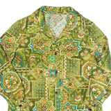 Womens Printed Shirt Green Collared Long Sleeve 90s Geometric S