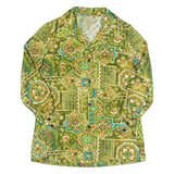 Womens Printed Shirt Green Collared Long Sleeve 90s Geometric S
