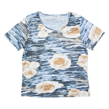 E.B DESIGN Stretch Womens Printed Top Blue Floral M