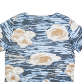 E.B DESIGN Stretch Womens Printed Top Blue Floral M