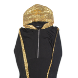 J'ADORE Hooded Sequin Hi-Low Womens Top Black Long Sleeve S