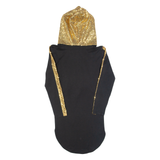 J'ADORE Hooded Sequin Hi-Low Womens Top Black Long Sleeve S