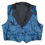 Sparkle Womens Waistcoat Blue Collared Sleeveless XL