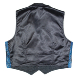 Sparkle Womens Waistcoat Blue Collared Sleeveless XL