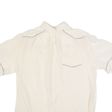 TRAMO Womens Blouse Cream Collared Silk M