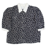 SOLANGE MONDOR All Over Bow Print Womens Blouse Black Collared S