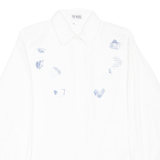 TOP MODEL Womens Shirt White Collared Long Sleeve Floral M