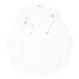 TOP MODEL Womens Shirt White Collared Long Sleeve Floral M