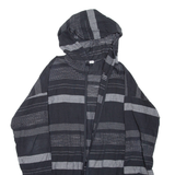 Hooded Womens Kimono Top Black 3/4 Sleeve Striped M