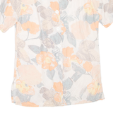YESSICA Womens Printed Shirt Beige Faux Silk Floral M