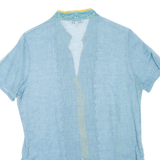 Sheer Womens Shirt Blue V-Neck Floral S