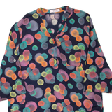 E&D Womens Printed Blouse Black V-Neck 3/4 Sleeve Crazy Pattern XL