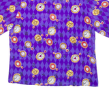 NOTATIONS Clock Print Womens Cropped Top Purple Crazy Pattern M