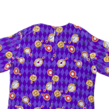NOTATIONS Clock Print Womens Cropped Top Purple Crazy Pattern M