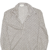 Womens Printed Top Black Collared Long Sleeve Geometric S