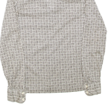 Womens Printed Top Black Collared Long Sleeve Geometric S