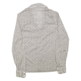 Womens Printed Top Black Collared Long Sleeve Geometric S