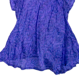 Sheer Womens Printed Blouse Purple V-Neck Paisley M