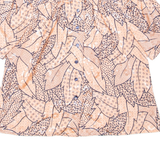 Womens Printed Shirt Pink Collared Crazy Pattern L