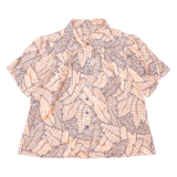 Womens Printed Shirt Pink Collared Crazy Pattern L