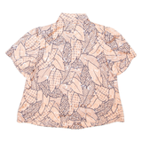 Womens Printed Shirt Pink Collared Crazy Pattern L