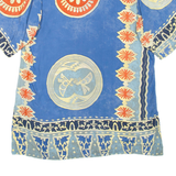 Womens Printed Top Blue Crazy Pattern L