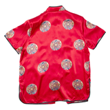LING YUN Womens Printed Blouse Red Collared Geometric 2XL