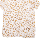 SHEER Womens Printed Shirt White Collared Viscose Spotted L