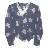 YESSICA Womens Printed Blouse Blue V-Neck Long Sleeve Floral L