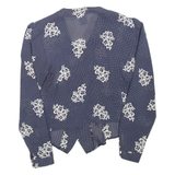 YESSICA Womens Printed Blouse Blue V-Neck Long Sleeve Floral L