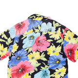 Womens Printed Shirt Black Collared Floral L