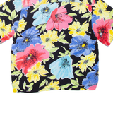 Womens Printed Shirt Black Collared Floral L
