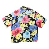 Womens Printed Shirt Black Collared Floral L