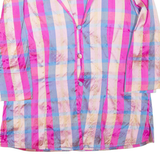 Womens Printed Blouse Pink Collared 3/4 Sleeve Check M