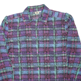 Sheer Womens Printed Shirt Purple Collared Long Sleeve Check M