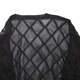 Open Knit Womens Top Black Long Sleeve L