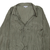 NAFNAF Sheer Womens Shirt Green V-Neck Long Sleeve L