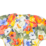 Womens Cropped Blouse Green V-Neck Floral M
