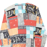 Womens Printed Blouse Red V-Neck Long Sleeve Crazy Pattern L