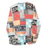 Womens Printed Blouse Red V-Neck Long Sleeve Crazy Pattern L