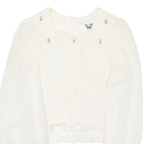 Womens Ruffle Blouse Cream Long Sleeve Floral M