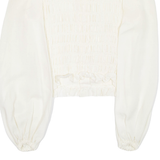 Womens Ruffle Blouse Cream Long Sleeve Floral M