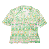 MYRIAM Womens Printed Top Green Collared Geometric M