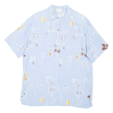 Womens Printed Shirt Blue Collared Floral L