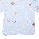 Womens Printed Shirt Blue Collared Floral L