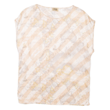 World Map Womens Printed Top Pink Crazy Pattern M